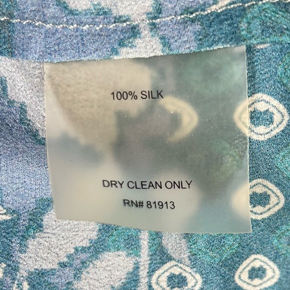 Robert Graham Dress Womens 4 Blue Silk Boho Coastal Artsy Abstract 3/4 Sleeve - Picture 6 of 6